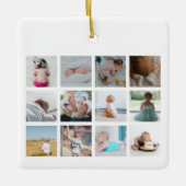 Waterverf Hart Baby eerste jaar Foto Collage Keramisch Ornament (Voorkant)
