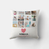Waterverf Hart Baby eerste jaar Foto Collage Kussen (Achterkant)