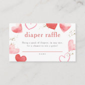 Waterverf Hart Baby shower Diaper Raffle Informatiekaartje (Voorkant)