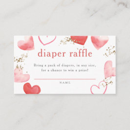 Waterverf Hart Baby shower Diaper Raffle Informatiekaartje