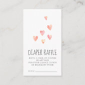 Waterverf Hart Baby shower Diaper Raffle Informatiekaartje (Voorkant)