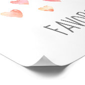 Waterverf Hart Baby shower Favors Sign Poster (Hoek)