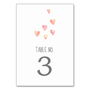 Waterverf Hart Baby shower Tabelnummer Kaart