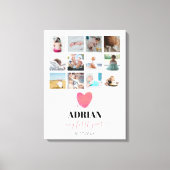 Waterverf Hart Baby's Eerste Jaar Fotocollage Canvas Afdruk (Voorkant)