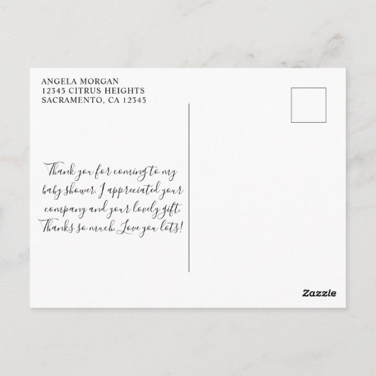 Waterverf Hart Bleek Paarse Baby Shower Bedankt Briefkaart (Achterkant)