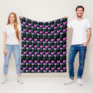 Waterverf Hart Bloem Patroon Valentijnskaarten Fleece Deken