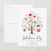 Waterverf Hart Boom Galentine Briefkaart (Voorkant / Achterkant)