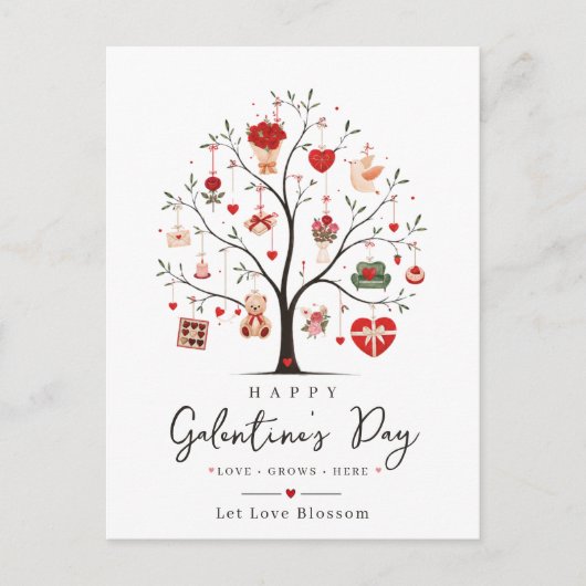 Waterverf Hart Boom Galentine Briefkaart (Voorkant)