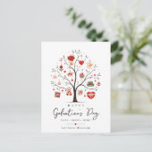 Waterverf Hart Boom Galentine Briefkaart (Staand voorkant)