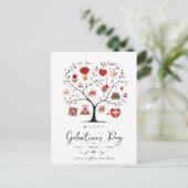 Waterverf Hart Boom Galentine Briefkaart (Staand voorkant)