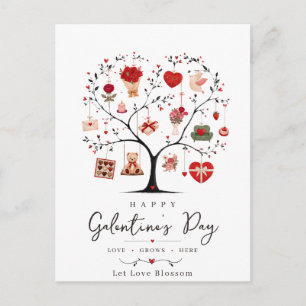 Waterverf Hart Boom Galentine Briefkaart