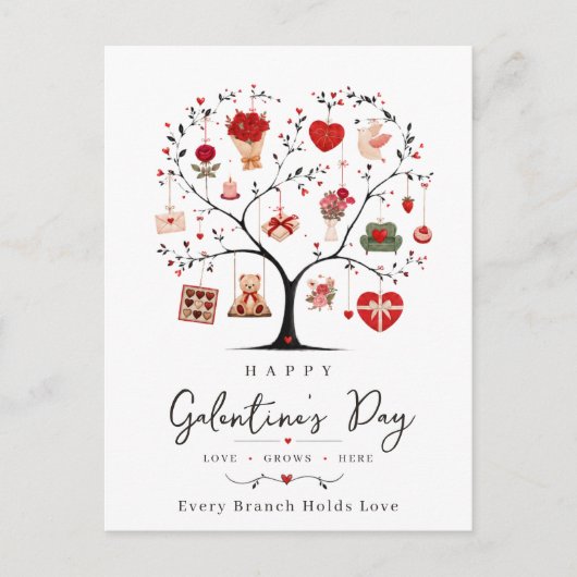 Waterverf Hart Boom Galentine Briefkaart (Voorkant)