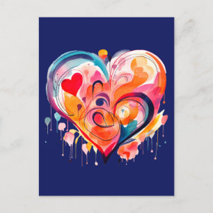 Waterverf hart briefkaart