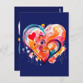 Waterverf hart briefkaart (Voorkant / Achterkant)