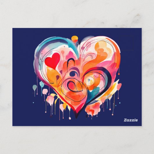 Waterverf hart briefkaart (Achterkant)