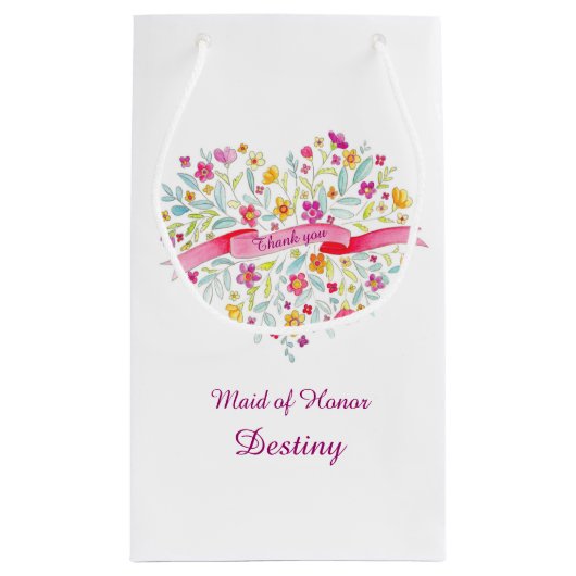 Waterverf hart bruiloft bruidsmeisje cadeau gunstz klein cadeauzakje (Achterkant)