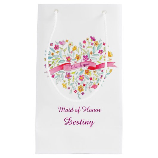 Waterverf hart bruiloft bruidsmeisje cadeau gunstz klein cadeauzakje (Voorkant)