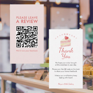 Waterverf Hart Cake Laat een Review QR Code Visitekaartje