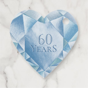 Waterverf Hart Diamant 60e Huwelijk Jubileum Bedankjes Labels