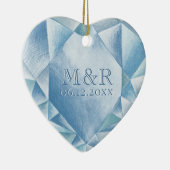 Waterverf Hart Diamant 60e Huwelijk Jubileum Keramisch Ornament (Rechts)