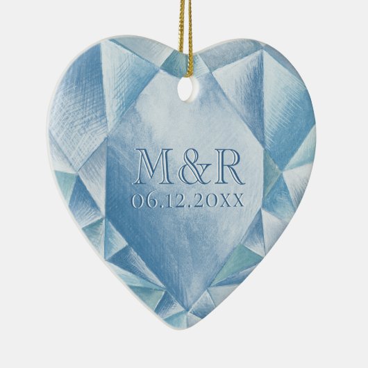 Waterverf Hart Diamant 60e Huwelijk Jubileum Keramisch Ornament (Rechts)