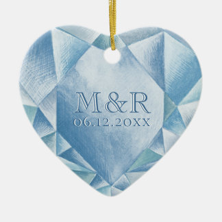 Waterverf Hart Diamant 60e Huwelijk Jubileum Keramisch Ornament