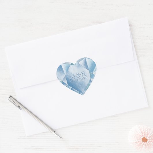 Waterverf Hart Diamant 60e Huwelijk Jubileum Sticker (Envelop)