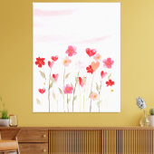 Waterverf hart en bloemen canvas afdruk (Insitu (Woonkamer))
