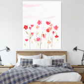 Waterverf hart en bloemen canvas afdruk (Insitu (Slaapkamer))