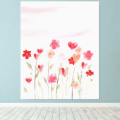 Waterverf hart en bloemen canvas afdruk (Insitu (Houten vloer))