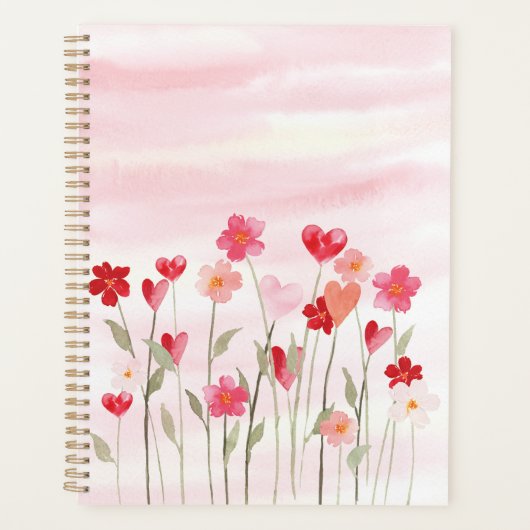 Waterverf hart en bloemen planner (Voorkant)