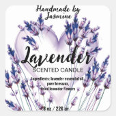 Waterverf Hart en Lavendel Blooms Product Vierkante Sticker (Voorkant)