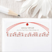 Waterverf Hart Floral Cherry Op Top Baby shower Etiket (Insitu)