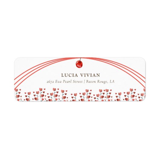 Waterverf Hart Floral Cherry Op Top Baby shower Etiket (Voorkant)