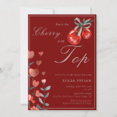 Waterverf Hart Floral Cherry Op Top Baby shower Kaart (Voorkant)