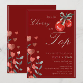 Waterverf Hart Floral Cherry Op Top Baby shower Kaart
