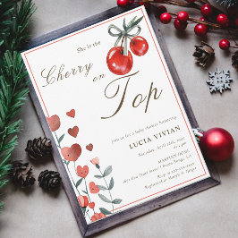 Waterverf Hart Floral Cherry Op Top Baby shower Kaart