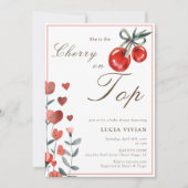 Waterverf Hart Floral Cherry Op Top Baby shower Kaart (Voorkant)