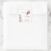 Waterverf Hart Floral Cherry Op Top Baby shower Vierkante Sticker (Tas)