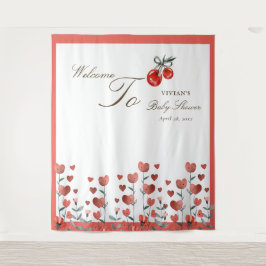 Waterverf Hart Floral Cherry Op Top Baby shower Wandkleed