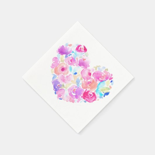Waterverf hart. Flower Heart Servetten (Hoek)