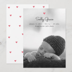 Waterverf Hart Foto Baby - Aankondiging geboorte