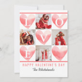 Waterverf Hart Fotocollage Valentijns's Feestdagenkaart (Voorkant)