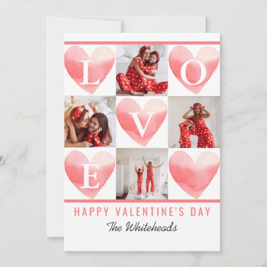 Waterverf Hart Fotocollage Valentijns's Feestdagenkaart (Voorkant)