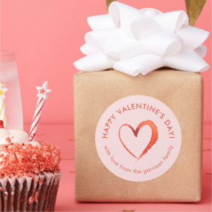 Waterverf Hart Gelukkige Valentijnsdag Ronde Sticker