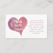 Waterverf hart gemaakt met liefde Sociale links Informatiekaartje (Voorkant)
