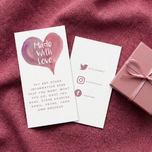 Waterverf hart, gemaakt met liefdesrelaties informatiekaartje