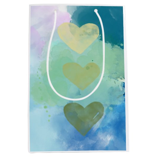 "Waterverf hart" geschenktas Medium Cadeauzakje (Voorkant)