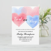 Waterverf Hart Geslacht Onthulling Uitnodigingen (Staand voorkant)