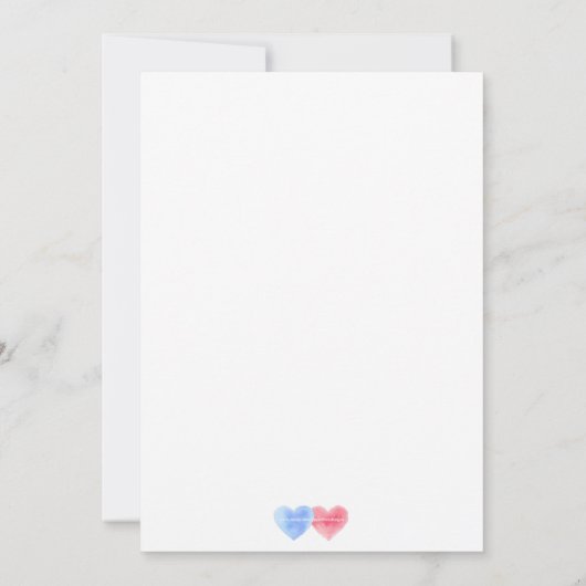 Waterverf Hart Geslacht Onthulling Uitnodigingen (Achterkant)